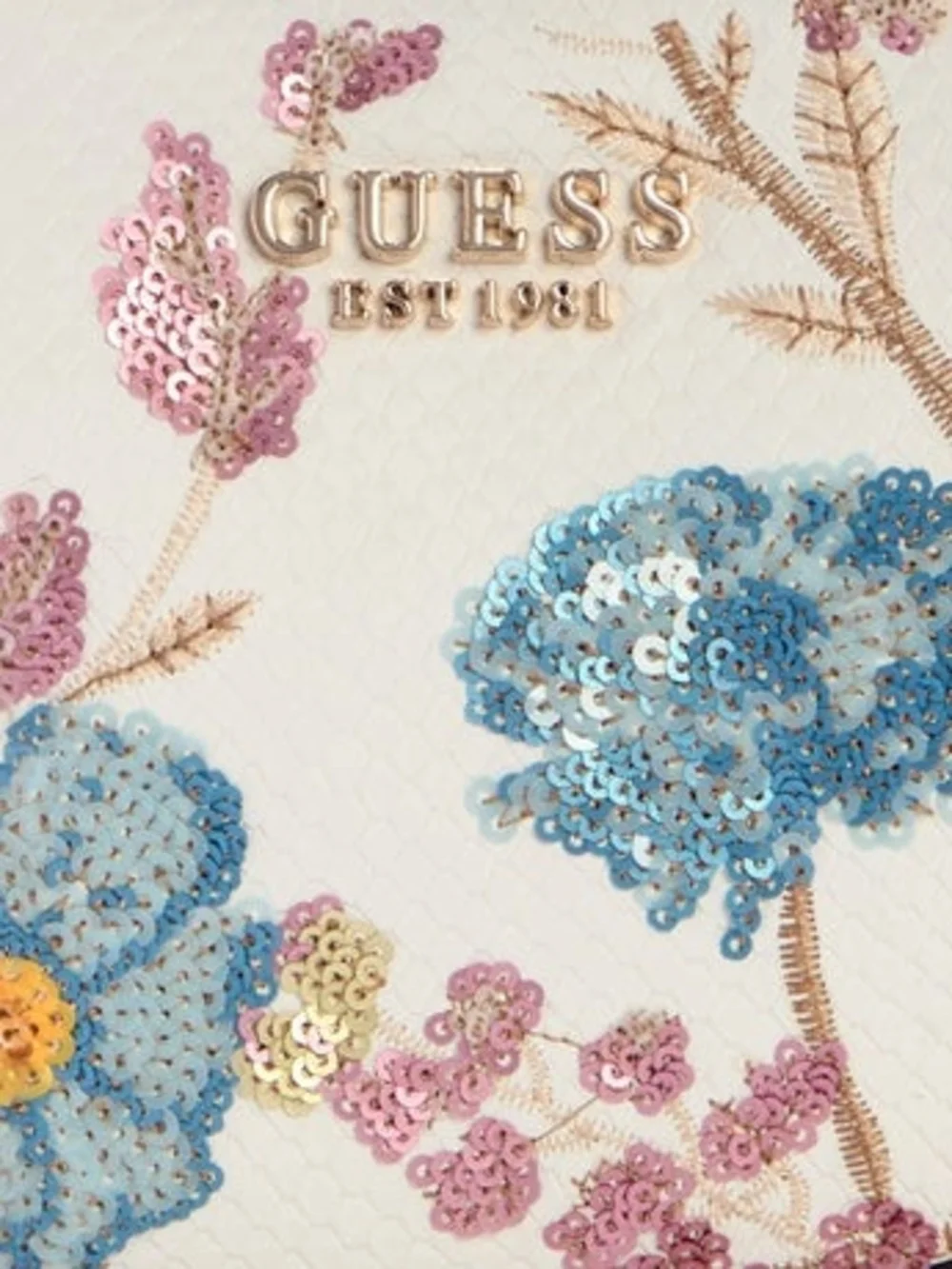 GUESS White Floral Sequin Shoulder Bag - Picture 6 of 6